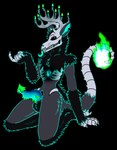 anthro antlers balls black_background black_mane blue_penis bone bone_tail candle erection exposed_bone eye_contact eyebrows fangs fire flaming_tail flirting flirting_with_viewer genitals glowing glowing_genitalia glowing_penis green_penis horn inviting kneeling leaning leaning_backward long_ears looking_at_another looking_at_viewer male mane monotone_background naughty_face notched_ear outline penis prehensile_penis presenting presenting_penis pubic_fuzz raised_eyebrow rib_bones ribs ridged_penis simple_background skull skull_head smile solo tail teeth tongue tongue_out unusual_anatomy unusual_genitalia unusual_penis visible_bone void_lizard void_(void_lizard) undead 2021 hi_res