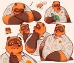 anthro biped brown_body brown_fur fur looking_at_viewer male orange_body orange_fur overweight overweight_anthro overweight_male solo krunnnnnch animal_crossing nintendo tom_nook_(animal_crossing) canid canine mammal raccoon_dog tanuki 2024 hi_res