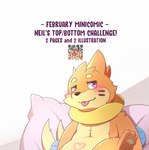 in_heat leg_grab legs_up male orange_body presenting purple_eyes qr_code raised_leg spread_legs spreading teasing text tongue tongue_out womb_tattoo risenpaw nintendo pokemon neil_(risenpaw) buizel generation_4_pokemon pokemon_(species) comic english_text