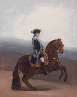 ambiguous_gender clothed clothing duo feral hair hooves horseback_riding male outside realistic rococo_clothing francisco_goya equid equine horse human mammal 1794 18th_century ancient_art formal_art hi_res oil_painting_(artwork) painting_(artwork) traditional_media_(artwork) traditional_painting_(artwork)