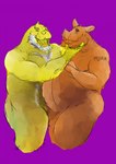 anthro anthro_on_anthro beard duo facial_hair male male/male mature_male overweight overweight_male purple_background simple_background tusks pleasuremoan barrett dorian domestic_pig mammal marine pinniped seal suid suina sus_(pig) hi_res