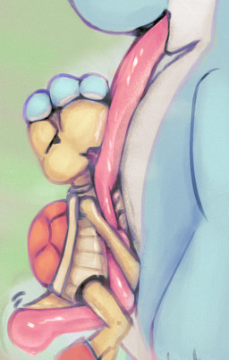 ambiguous_gender anthro bodily_fluids dangling duo headpat hug hugging_tongue licking licking_tongue long_tongue petting saliva size_difference tongue tongue_out tongue_wrap miii_cho mario_bros mythology nintendo cyan_yoshi dinosaur dragon koopa koopa_troopa mythological_creature mythological_scalie prehistoric_species reptile scalie tortoise turtle yoshi