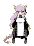 2_horns asian_clothing big_breasts black_clothing black_dress breasts chinese_clothing clothing dress east_asian_clothing eyebrows fangs female hair horn humanoid_pointy_ears maid_apron maid_headdress open_mouth pointy_ears purple_hair purple_tail sanpaku short_stack solo tail teeth thick_eyebrows unknown_artist asian_mythology chinese_mythology east_asian_mythology futaba_channel mythology nijiura_maids horou-san animal_humanoid dragon dragon_humanoid eastern_dragon eastern_dragon_humanoid humanoid mythological_creature mythological_scalie pulao scalie