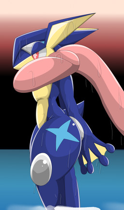 ambiguous_gender anthro red_eyes solo type nintendo pokemon amphibian generation_6_pokemon greninja pokemon_(species) 2015 hi_res