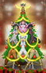 anthro ball_gag bdsm bondage bound breasts christmas_tree clitoris clitoris_piercing cuff_(restraint) female gag genital_piercing genitals gift group holidays nipple_piercing nipples piercing plant restraints shackles spank_marks suci_(character) tinsel tree nitrat christmas zafara_(character) zaire_(nightdancer) angel felid feline lagomorph leporid lynx mammal mouse murid murine rabbit rodent succubus hi_res