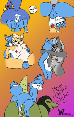 anal anal_penetration anthro balls bodily_fluids breasts crossgender cum cum_inside erection feathers feet fellatio female ftm_crossgender genital_fluids genitals group group_sex humanoid_feet humanoid_genitalia humanoid_penis making_out male male/female mtf_crossgender nipples nude oral penetration penile penis plantigrade rimming saliva saliva_string sex size_difference small_dom_big_sub smile tail tongue tongue_out vaginal vaginal_penetration wolfbaloo nintendo star_fox falco_lombardi fox_mccloud general_scales krystal_(star_fox) wolf_o'donnell avian bird canid canine canis fox mammal scalie sharpclaw_(star_fox) wolf digital_media_(artwork) hi_res