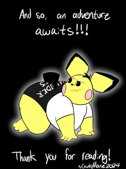 all_fours anthro big_butt black_background black_bottomwear black_clothing black_ear_tips black_hair black_sclera black_tail bottomwear butt clothing dipstick_ears ear_markings glowing_outline hair hotpants looking_back male markings multicolored_ears pink_cheeks shaking_butt shirt shorts simple_background solo tail text text_on_bottomwear text_on_clothing thick_thighs topwear white_clothing white_eyes white_shirt white_topwear wide_hips yellow_body yellow_ears chonkymouse nintendo pokemon pace_(blastoiseanimator) generation_2_pokemon pichu pokemon_(species) 2024 3:4 back_cover colored comic cover dated digital_media_(artwork) english_description english_text flat_colors hi_res signature