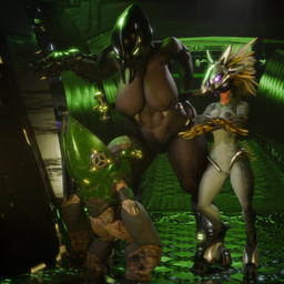 3_fingers 3_toes 4_fingers anthro arm_feathers arm_tuft armor avian_caruncle big_breasts black_nipples breasts clothing crossed_arms digitigrade feather_hair feathered_crest feathers feet female fingers footwear furgonomic_footwear furgonomics gas_mask gauntlets genitals gloves glowing glowing_eyes green_eyes grey_body grey_scales group hammer hand_on_hip handwear head_crest headgear headgear_only helmet helmet_only holding_hammer holding_melee_weapon holding_object holding_tool holding_warhammer holding_weapon huge_breasts inside larger_anthro larger_female leaning leaning_forward male mask melee_weapon mostly_nude nipples non-mammal_breasts non-mammal_nipples non-mammal_vulva nude pink_eyes pseudo_hair scales size_difference smaller_male thick_thighs toes tools trio tuft vulva warhammer weapon wide_hips yellow_body yellow_feathers synca pickle_juice_(modeler) halo_(series) microsoft xbox_game_studios syn_cah alien avian kig-yar sangheili scalie t'vaoan unggoy 1:1 3d_(artwork) colored digital_media_(artwork) hi_res