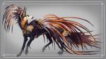 ambiguous_gender black_body black_fur claws feathers fur grey_background multicolored_body multicolored_fur simple_background solo spikes spikes_(anatomy) spurs spurs_(anatomy) standing yellow_eyes nukerooster feonix 2017