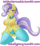 anthro anthrofied clothing convenient_censorship cutie_mark ear_piercing female fur hair horn jewelry legwear money multicolored_hair necklace nipples piercing purple_eyes purple_hair simple_background solo stockings text two_tone_hair white_background yellow_body yellow_fur tehbuttercookie friendship_is_magic hasbro my_little_pony mythology upper_crust_(mlp) equid equine mammal mythological_creature mythological_equine unicorn 2013 censored english_text url