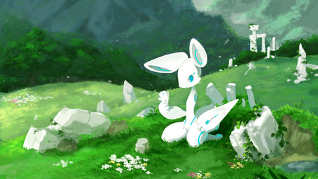 ambiguous_gender animal_ears anthro biped blue_eyes chinese_commentary commentary cybernetics detailed_background english_commentary feral flower forest fox_ears fox_tail freely_redistributable fur grass grasslands hillside kneeling looking_at_viewer machine male mountain nature outside plant plantigrade ruins scenery solo tail three-quarter_view tree tsurime valley white_body white_fur white_skin tyson_tan cc-by-sa creative_commons electric_hearts license_info sync_series cloud_the_robot_fox arctic_fox arthropod butterfly canid canine cyborg domestic_cat felid feline felis fox insect lepidopteran mammal robot true_fox 2009 absurd_res digital_media_(artwork) gimp_(artwork) hi_res
