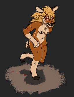 after_rape after_sex anthro blonde_hair blood bodily_fluids breasts cum cum_in_vagina cum_inside female forced genital_fluids hair nude rape running scared sex solo tears paroutre cervine deer mammal sika_deer digital_media_(artwork) hi_res