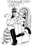 2_tails anthro breasts christmas_clothing christmas_headwear cleavage clothed clothing dialogue dress duo facial_markings female fur hair hat head_markings headgear headwear holidays legwear male male/female markings mask_(marking) multi_tail ring_(marking) ringed_tail santa_dress santa_hat striped_markings striped_tail stripes tail tail_markings text thigh_highs tegerio christmas ashley_heartwood rick2tails canid canine canis domestic_dog fox husky hybrid mammal nordic_sled_dog procyonid raccoon spitz 2023 english_text hi_res monochrome herm_(lore)