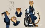 angry anthro armor black_nose brown_eyes clothed clothing ears_down eyes_closed female headgear helmet laugh leaning motorcycle open_mouth pivoted_ears police police_uniform simple_background solo standing tail teeth uniform vehicle jaskenator7000 disney zootopia kii_catano cheetah felid feline mammal absurd_res hi_res