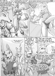 alyn_gryphon anthro black_and_white canid canine canis comic domestic_dog dripping english_text female fox kangaroo macropod male mammal marsupial monochrome text