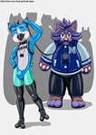 after_transformation ambiguous_gender bound clothing encasement handwear harness latex male male/ambiguous mascot mittens null null_bulge suit xedrykthedragon mittens_(panapoliz) owy_(character) avian bird absurd_res hi_res