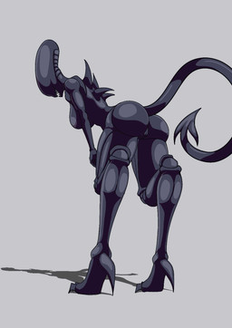 breasts butt female genitals nude simple_background solo tail teeth mrbroomstic_(artist) alien_(franchise) alien xenomorph absurd_res hi_res