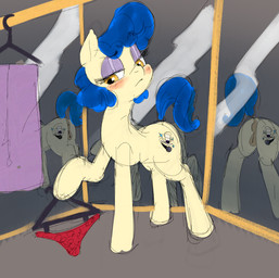 animal_genitalia animal_vulva anus blue_hair blue_mane blue_tail blush blush_lines clothes_hanger clothing cutie_mark dock_(anatomy) dress equine_anus equine_genitalia equine_vulva eyelashes female female_feral feral fur genitals hair half-closed_eyes hooves looking_aside mane mirror mouth_closed narrowed_eyes panties puffy_anus pupils purple_clothing purple_dress quadruped raised_tail red_clothing red_panties red_underwear reflection snout solo standing tail tan_anus tan_body tan_fur tan_vulva underwear unguligrade vulva yellow_eyes soulcentinel friendship_is_magic hasbro my_little_pony sapphire_shores_(mlp) earth_pony equid equine horse mammal pony 2025 colored_sketch sketch