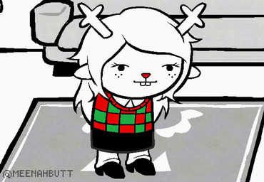 anthro award bed bottomwear clothing computer electronics female furniture hair horn shirt simple_background skirt sofa solo topwear trophy white_background unknown_artist deltarune homestuck ms_paint_adventures undertale_(series) noelle_holiday deer mammal new_world_deer reindeer 2026 animated