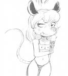 anthro blush breasts clothing female hair nipples panties solo underwear smekbo the_tale_of_jasper_gold maude_o'dell american_opossum mammal marsupial virginia_opossum black_and_white monochrome