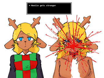 anthro antlers before_and_after blonde_hair blue_eyes breasts checkered checkered_clothing checkered_topwear clothed clothed_anthro clothed_female clothing collar collar_only collar_tag countershade_torso countershading cracks dialogue_box ears_down featureless_breasts female female_anthro freckled_face freckles hair heart_collar_tag horn looking_at_viewer medium_hair mind_control neutral_expression no_pupils nude nude_anthro nude_female pattern_clothing pattern_topwear pivoted_ears red_collar red_nose simple_background slim_anthro slim_female snowgrave solo symbolism text topwear welling_tears white_background 4chan_anon unknown_artist deltarune undertale_(series) noelle_holiday deer mammal new_world_deer reindeer 2025 aliasing bust_portrait digital_drawing_(artwork) digital_media_(artwork) english_description english_text portrait