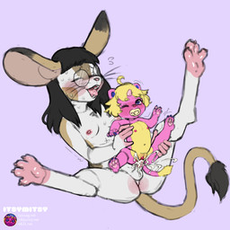 1_horn 3_toes 5_fingers adult_on_baby adult_on_young age_difference aged_down animal_genitalia anthro anthro_on_anthro anthro_penetrated anthro_penetrating anthro_penetrating_anthro anus areola baby balls bangs big_ears biped black_body black_ear_tips black_ears black_eyebrows black_fur black_hair black_tail_tuft black_whiskers blonde_eyebrows blonde_hair blue_claws blue_eyes blue_inner_ear bodily_fluids breasts butt claws cum cum_from_vagina cum_in_vagina cum_inside digitigrade dipstick_ears duo ear_markings eyebrows eyelashes eyes_closed eyewear feet female female_anthro female_penetrated finger_claws fingers flat_chested fleshlight_position flying_sweatdrops fur genital_fluids genitals glasses gynomorph gynomorph/female gynomorph_anthro gynomorph_penetrating gynomorph_penetrating_female hair horn intersex intersex/female intersex_anthro intersex_penetrating intersex_penetrating_female interspecies larger_gynomorph larger_intersex legs_up long_hair multicolored_body multicolored_ears multicolored_fur nipples nude nude_anthro nude_female nude_gynomorph object_in_mouth older_gynomorph older_intersex one_eye_closed orgasm orgasm_face pacifier pacifier_in_mouth penetration penile penile_penetration penis penis_in_vagina pink_anus pink_areola pink_body pink_claws pink_ears pink_feet pink_fur pink_hands pink_horn pink_inner_ear pink_nipples pink_nose pink_penis pink_tail pink_tongue purple_background red_nose round_glasses sex sheath short_hair simple_background size_difference small_breasts smaller_female smaller_penetrated snout spread_legs spreading sweat sweatdrop sweaty_face tail tail_tuft tan_body tan_ears tan_fur tan_tail teeth text toe_claws toes tongue tongue_out tuft two_tone_body two_tone_ears two_tone_fur vaginal vaginal_penetration whiskers white_balls white_body white_fur white_sheath yellow_body yellow_fur yellow_pacifier yellow_tail_tuft young young_anthro young_female younger_female younger_penetrated itsymitsy mythology julie_(snowpyg) mitsy_(itsymitsy) dipodid domestic_cat equid equine felid feline felis hybrid jerboa mammal mythological_creature mythological_equine rodent unicorn 1:1 artist_name url trans_(lore) trans_woman_(lore)