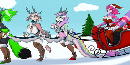 anthro antlers bdsm big_breasts bondage_gear bondage_gloves boots breasts bridle candy christmas_clothing christmas_headwear clothed clothing dessert ear_piercing facial_piercing female food footwear fur group hair handwear harness hat headgear headwear holidays hoof_boots hoof_gloves hoof_shoes horn industrial_piercing nose_piercing open_mouth petplay piercing ponyplay roleplay santa_hat septum_piercing shoes simple_background sleigh smile snow tail grumpy_griffin_creations christmas mythology dazzle_sweettooth delight_(dazzlesweettooth) jay_fluffypaws bovid bovine canid canine canis cattle deer domestic_cat dragon felid feline felis food_creature hybrid leopard living_candy mammal mythological_creature mythological_scalie pantherine prehistoric_species saber-toothed_tiger scalie smilodon wolf 2020 digital_media_(artwork)