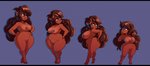 base_one_layout basic_sequence big_breasts big_butt blue_eyes breasts brown_hair butt curvy_figure dark_body dark_skin elf female four_frame_image four_frame_sequence genitals hair hair_hand hi_res humanoid humanoid_pointy_ears jeimorph linear_sequence long_hair navel nipples not_furry nude one_row_layout pussy sequence short_stack short_stackification shrinking simple_background size_transformation slightly_chubby solo thick_thighs transformation transformation_sequence voluptuous wide_hips