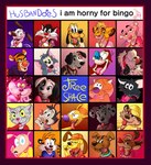 101_dalmatians absurd_res alice_in_wonderland animaniacs anthro bingo bingo_card calvin_and_hobbes canid canine canis cartoon_network catdog_(series) cheshire_cat chester_the_otter courage_the_cowardly_dog courage_the_cowardly_dog_(character) deer disney domestic_cat domestic_dog english_text felid feline felis female freckles fritz_the_cat_(character) garfield_(series) group hanna-barbera heathcliff_and_the_catillac_cats hi_res hobbes humanoid husband husbando intersex lobofeo looney_tunes male mammal meme metro-goldwyn-mayer mustelid new_world_deer nickelodeon odie_the_dog otter pantherine patch_(101_dalmatians) peanuts_(comic) pink_panther pluto_(disney) pongo reindeer ren_and_stimpy rocko's_modern_life rudolph_the_red-nosed_reindeer salemcat scooby-doo scooby-doo_(series) simba_(the_lion_king) snoopy solo stimpy_j._cat sylvester text the_lion_king tiger tigger tom_and_jerry trio twitter wakko_warner warner_brothers winnie_the_pooh_(franchise)