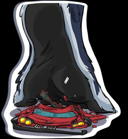 anthro car crush destruction feet fur macro male paws soles solo toony vehicle tirrel mammal procyonid raccoon