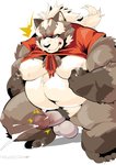 anthro balls belly bodily_fluids cum erection genital_fluids genitals hair humanoid_genitalia humanoid_penis long_hair male navel nipple_fetish nipple_orgasm nipple_play nipples overweight overweight_anthro overweight_male penis ponytail solo sigenoya takotyutyu lifewonders tokyo_afterschool_summoners goemon_(tas) canid canine mammal raccoon_dog tanuki 2020 absurd_res hi_res