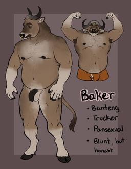 anthro armpit_hair balls black_penis body_hair boxer_briefs boxer_briefs_only brown_body brown_fur brown_hair clothed clothing cloven_hooves facial_hair facial_piercing flaccid flexing flexing_bicep flexing_both_biceps fur genitals hair hooves horn humanoid_genitalia humanoid_penis male male_anthro musclegut muscular muscular_anthro muscular_male mustache nipples nose_piercing nose_ring nude nude_anthro nude_male overweight overweight_anthro overweight_male penis piercing ring_piercing simple_background smile solo standing tail tan_body tan_fur teeth text topless topless_anthro topless_male underwear underwear_only labradorszn banteng bovid bovine mammal 2024 english_text hi_res model_sheet