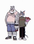 anthro biped blue_body blue_fur duo eye_contact fur grey_body grey_fur holding_arm looking_at_another male overweight overweight_anthro overweight_male romantic romantic_couple slim_anthro slim_male standing yellow_sclera soulfullhyena metro-goldwyn-mayer tom_and_jerry spike_bulldog thomas_cat canid canine canis domestic_cat domestic_dog felid feline felis mammal 2024 hi_res