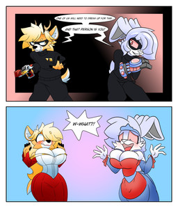 anthro betrayal disarmed duo female gender_transformation harlee_hotshot male princess royalty transformation andetheslayer deer lagomorph leporid mammal new_world_deer rabbit reindeer absurd_res hi_res