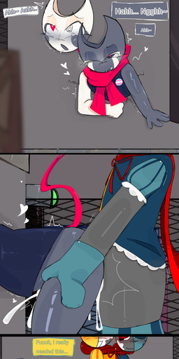 anthro ass_to_ass ass_up butt duo femboy genitals looking_back looking_pleasured male male/male profanity selfcest square_crossover stuck text through_wall vulva uranusplanet blushcrunch_studio dandy's_world roblox razzle_&_dazzle_(dandy's_world) human mammal absurd_res colored comic digital_drawing_(artwork) digital_media_(artwork) english_text hi_res