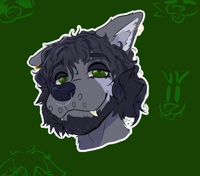 anthro beard ear_piercing facial_hair grey_body male piercing solo g.powder powder_(g.powder) canid canine canis mammal wolf
