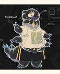 4_arms :< ambiguous_gender anthro bottomwear clothed clothing multi_arm multi_limb shorts solo text translucent translucent_body sorochii tardigrade hi_res species_name