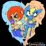 dessert duo female female/female food hand_holding heart_symbol ice_cream lgbt_pride pride_colors tail_wrapped_around babiduh parappa_the_rapper sony_corporation sony_interactive_entertainment um_jammer_lammy katy_kat lammy_lamb humanoid 1:1 alpha_channel