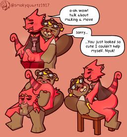 69_position anal anal_penetration anthro balls blush blush_lines bodily_fluids brown_body brown_fur buckteeth butt clothing clothing_pull duo erection eyewear fellatio femboy foreskin freckled_face freckles fur genitals glasses hair hat headgear headwear horn humanoid_genitalia humanoid_penis jewelry looking_pleasured male male/male male_on_bottom male_on_top male_penetrated male_penetrating male_penetrating_male male_rimming_male multiple_positions musk nude on_bottom on_top open_mouth oral penetration penile penile_penetration penis penis_in_ass piercing red_body rimming rimming_male sex simple_background smile sweat tail teeth text topwear smokyquartz1917 animal_crossing nintendo c.j._(animal_crossing) flick_(animal_crossing) beaver chameleon lizard mammal reptile rodent scalie absurd_res artist_name digital_drawing_(artwork) digital_media_(artwork) english_text hi_res