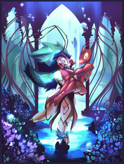 antennae_(anatomy) anthro art_nouveau arthropod_abdomen carrying_another carrying_partner duo flower green_hair hair hug male male/male nude outside plant pupils slit_pupils smile catto_(artist) ant arthropod hymenopteran insect lepidopteran moth hi_res