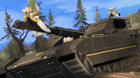 anthro big_breasts breasts clothing eyewear female glasses group leotard outside revamped_anthros tank_(vehicle) trio vehicle donglysfm helldivers hunter_(helldivers) terminid 16:9 3d_(artwork) 4k absurd_res digital_media_(artwork) hi_res source_filmmaker_(artwork) widescreen