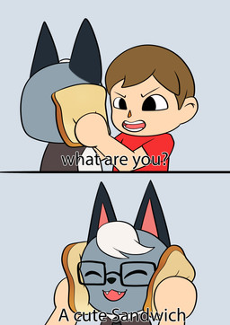 angry anthro blonde_hair bread clothed clothing duo eyes_closed eyewear food fur glasses grey_body grey_fur hair humor male simple_background smile text tongue zzvinniezz animal_crossing idiot_sandwich nintendo gordon_ramsay raymond_(animal_crossing) villager_(animal_crossing) domestic_cat felid feline felis human mammal absurd_res digital_media_(artwork) hi_res meme
