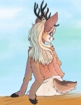 anthro antlers biped bottomwear clothing eyewear glasses horn male multi_arm multi_limb pants sitting solo 1apple-fox1 tavros98 deer mammal