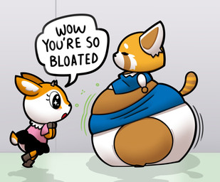 amazed anthro belly big_belly biped black_bottomwear black_clothing black_emanata black_skirt bloated blue_bottomwear blue_clothing blue_jacket blue_skirt blue_topwear boots bottom_heavy bottomwear brown_inner_ear brown_markings brown_stripes butt clothing conjoined_speech_bubble countershade_face countershade_tail countershading duo facial_markings female footwear fur green_emanata grey_boots grey_clothing grey_footwear grey_hooves head_markings hoof_hands hooves hyper_pear ineffective_clothing inflation jacket larger_anthro larger_female markings monobutt obese obese_anthro obese_female office_lady orange_body orange_fur orange_tail overweight overweight_anthro overweight_female panties pencil_skirt pink_blouse scut_tail shadow shoes short_tail side_view size_difference skirt smaller_anthro smaller_female sparkles sparkling_eyes speech_bubble standing stripes tail tear_(marking) text topwear underwear white_body white_clothing white_countershading white_ears white_fur white_inner_ear white_panties white_underwear maddeku aggretsuko sanrio retsuko tsunoda_(aggretsuko) ailurid antelope bovid gazelle mammal red_panda thomson's_gazelle true_antelope 2025 colored digital_drawing_(artwork) digital_media_(artwork) english_description english_text full-length_portrait hi_res portrait shaded