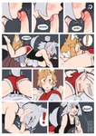 69_position anus balls black_clothing black_shirt black_tank_top black_topwear blonde_eyebrows blonde_hair blush bodily_fluids bottomwear bottomwear_aside bottomwear_down breasts cleavage clothed clothed_female clothed_humanoid clothed_male clothing clothing_aside cum cum_in_mouth cum_inside duo exclamation_point eye_patch eye_scar eyebrows eyes_closed eyewear facial_scar fellatio female female_humanoid fingers genital_fluids genitals glans glans_lick grey_clothing grey_ears grey_hair grey_hoodie grey_tail grey_topwear hair hair_bun hoodie inner_ear_fluff inside licking light_balls light_body light_penis light_skin male male/female male_humanoid one_eye_obstructed oral penile penis penis_lick red_bottomwear red_clothing red_shorts saliva saliva_on_penis scar sex shirt shorts shorts_aside tail tank_top tongue topwear tuft vulva white_inner_ear_fluff yellow_ears derpyfox_36 felix_(derpyfox_36) yukio_(derpyfox_36) animal_humanoid canid canid_humanoid canine canine_humanoid fennec_humanoid fox_humanoid humanoid mammal mammal_humanoid wolf_humanoid 2023 absurd_res comic digital_drawing_(artwork) digital_media_(artwork) hi_res watermark
