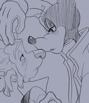 anthro black_nose blush clothed clothing duo fur gloves hair handwear male male/male open_mouth topwear prismanoodle_(artist) disney goof_troop treasure_planet delbert_doppler goofy_(disney) canid canine canis domestic_dog mammal better_version_at_source hi_res sketch