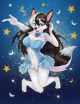 accessory anthro big_breasts breasts celestial_star_polygon female hair hair_accessory long_hair pose solo star star_accessory stars_around_body stars_around_entire_body sparkittyart canid canine mammal absurd_res hi_res pinup tagme