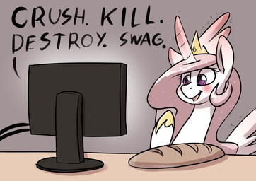 bread computer electronics feral food hair horn pink_hair smile solo wings underpable friendship_is_magic hasbro my_little_pony mythology princess_celestia_(mlp) equid equine mammal mythological_creature mythological_equine winged_unicorn 2019 absurd_res digital_media_(artwork) hi_res
