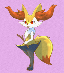 3_fingers 3_toes :3 ambiguous_anthro ambiguous_gender anthro arm_tuft biped black_body black_fur black_legs border cheek_tuft chest_tuft closed_smile digitigrade dipstick_tail facial_tuft featureless_crotch feet fingers fluffy fur hip_tuft holding_object holding_stick inner_ear_fluff markings mouth_closed multicolored_body multicolored_fur neck_tuft nude_ambiguous nude_anthro orange_body orange_fur orange_inner_ear_fluff orange_nose orange_tail_tip pink_background pointy_ears prick_ears pupils red_eyes shoulder_tuft simple_background smile snout solo standing stick tail tail_markings toes tuft two_tone_tail white_body white_border white_fur white_hands white_sclera yellow_body yellow_ears yellow_fur yellow_tail momensarada nintendo pokemon braixen canid generation_6_pokemon mammal pokemon_(species) 2023 colored digital_drawing_(artwork) digital_media_(artwork) full-length_portrait hi_res portrait shaded