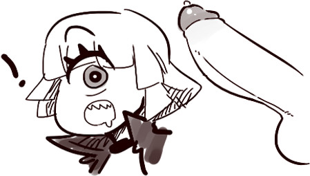 1_eye balls big_eyes big_penis bodily_fluids clothing collar disembodied_penis drooling duo erection exclamation_point female female_focus genitals humanoid_genitalia humanoid_penis jacket male monster_girl_(genre) noseless not_furry open_mouth penis saliva sharp_teeth simple_background surprised teeth topwear thetenk annie_(anaid) cyclops humanoid tailclops_(race) tailclops_(species) brown_and_white low_res monochrome reaction_image